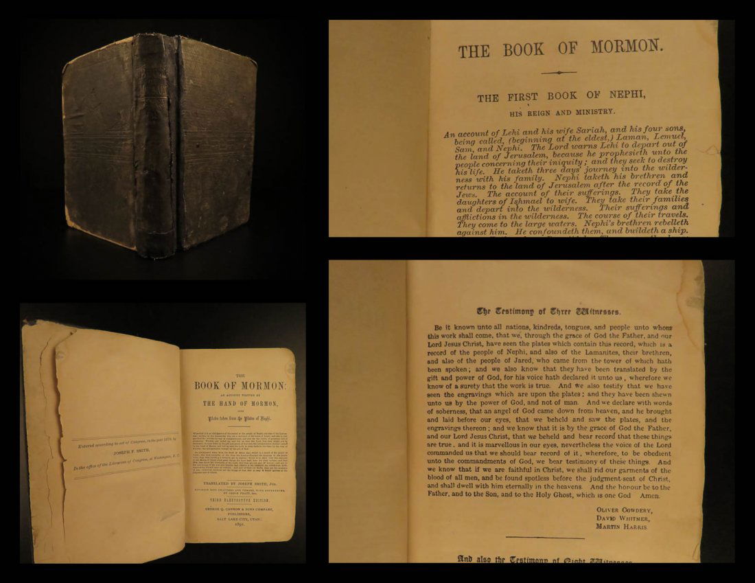 1891 RARE Book of Mormon Joseph Smith Latter Day Saints (1 of 10)
