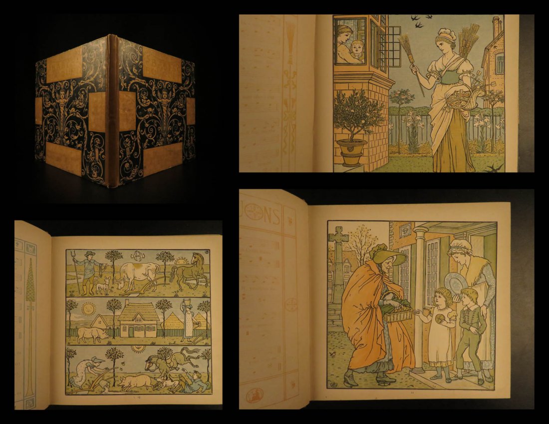 1900 Baby’s Bouquet Nursery Rhymes Children’s Songs: 1900 Baby’s Bouquet Nursery Rhymes Children’s Songs Fairy Tales Walter Crane ART Walter Crane (1845–1915) was an English artist and book illustrator. He is one of the most influential, and among