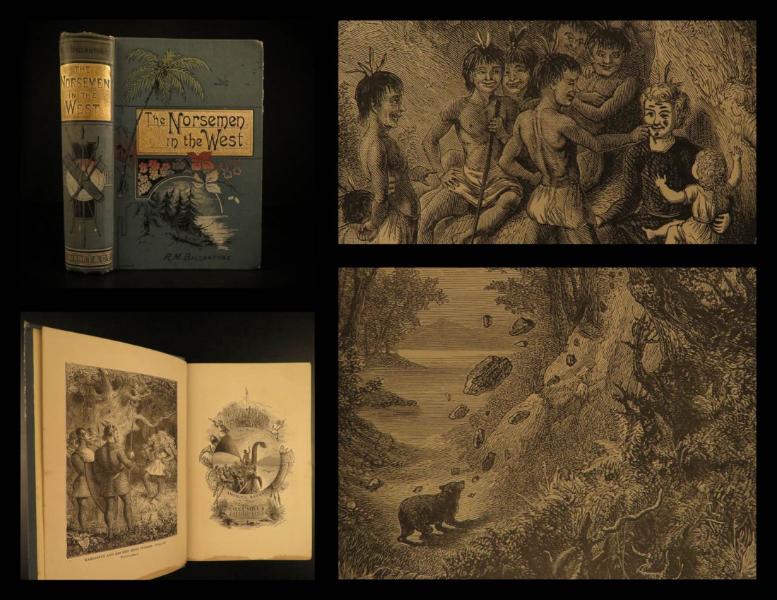 1877 Norsemen in the West VIKINGS Voyages Iceland: 1877 Norsemen in the West VIKINGS Voyages Iceland Greenland America Exploration ‘The Norsemen in the West’ is a fascinating, late 19th-century account of Vikings in America. Robert Ballantyne desc