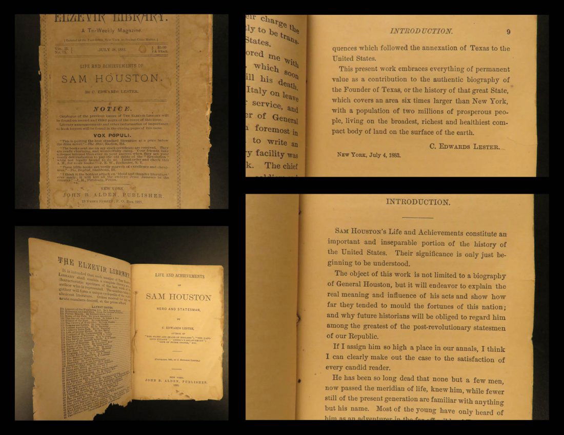 1883 Life of Sam Houston TEXAS Remember the Alamo (1 of 10)