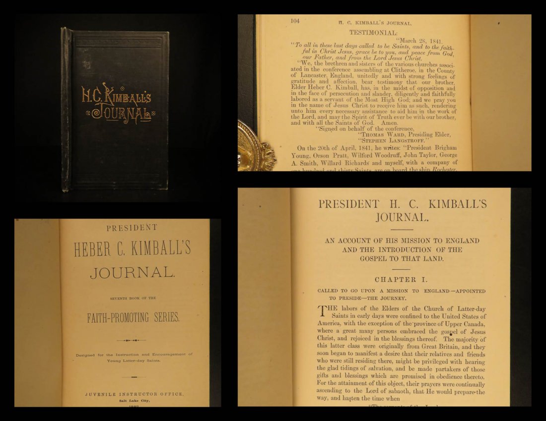 1882 MORMON Journal of Heber Kimball Missionary LDS: 1882 MORMON Journal of Heber Kimball Missionary LDS Joseph Smith Nauvoo Demons Heber C. Kimball was a 19th-century leader in the early Mormon church and the first President of the Church of Jesus Chri