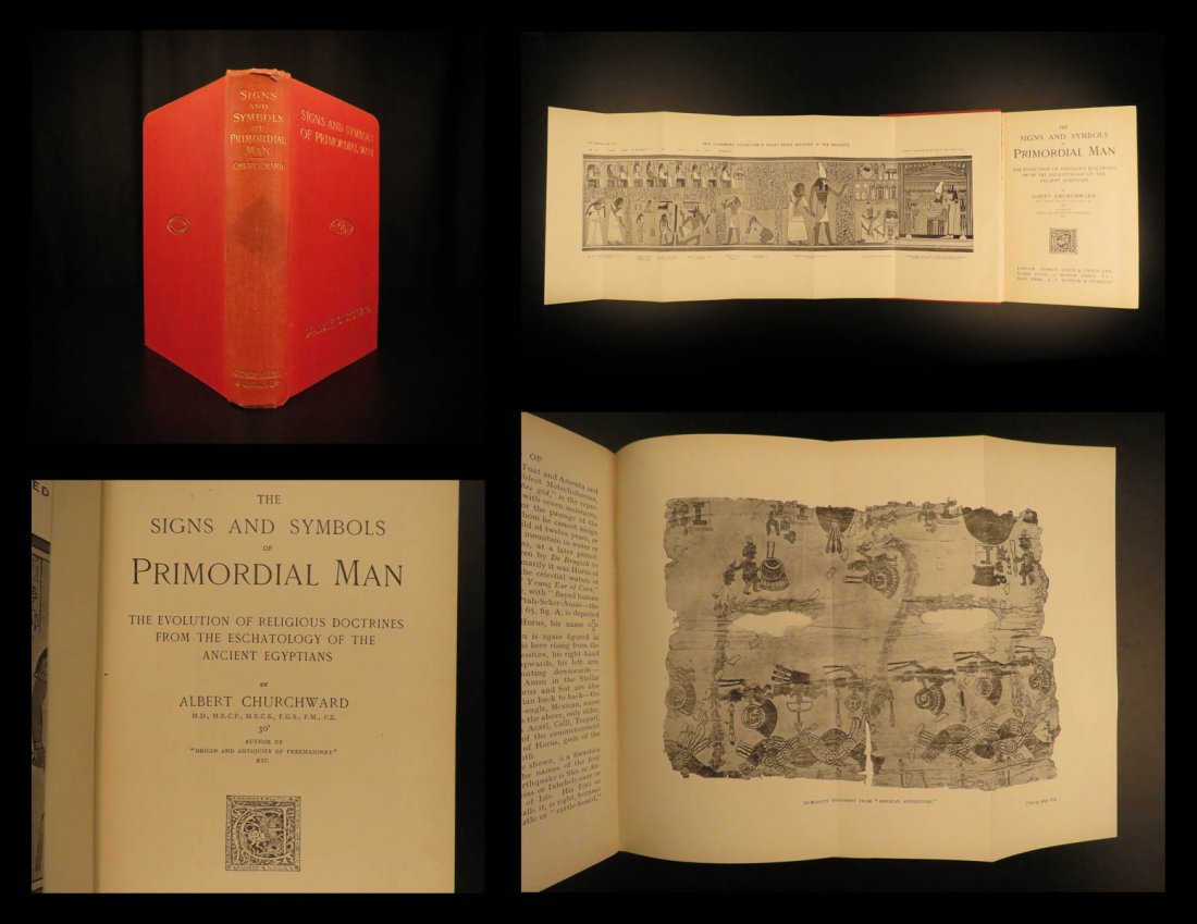 1923 Signs Symbols Churchward Egypt Ireland Indians: 1923 Signs Symbols Churchward Egypt Ireland Indians Hieroglyph Illustrated MAP Albert Churchward’s book ‘Signs and Symbols of Primordial Man’ is an examination of the signs and symbols of Africa