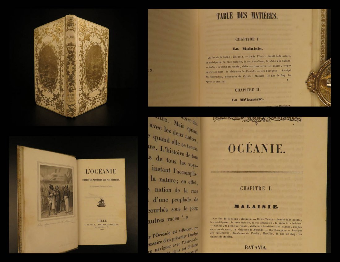 1849 Voyages in Oceania Geography Malaysia Polynesia: 1849 Voyages in Oceania Geography Malaysia Polynesia Micronesia Discovery BINDING ‘Oceania’ is a rare, mid-19th-century book recounting important discoveries and geography from sea voyages in the 