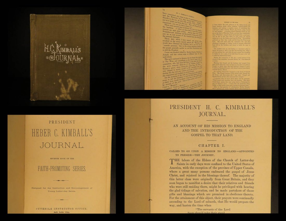 1882 MORMON Journal of Heber Kimball Missionary LDS: 1882 MORMON Journal of Heber Kimball Missionary LDS Joseph Smith Nauvoo Demons Heber C. Kimball was a 19th-century leader in the early Mormon church and the first President of the Church of Jesus Chri