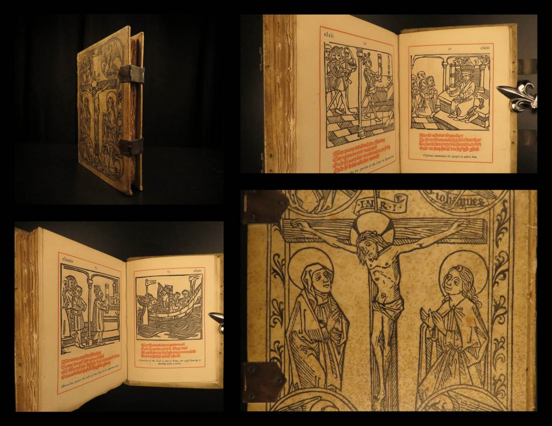 1887 CAXTON Golden Legend of the CROSS Medieval Woodcut (1 of 10)