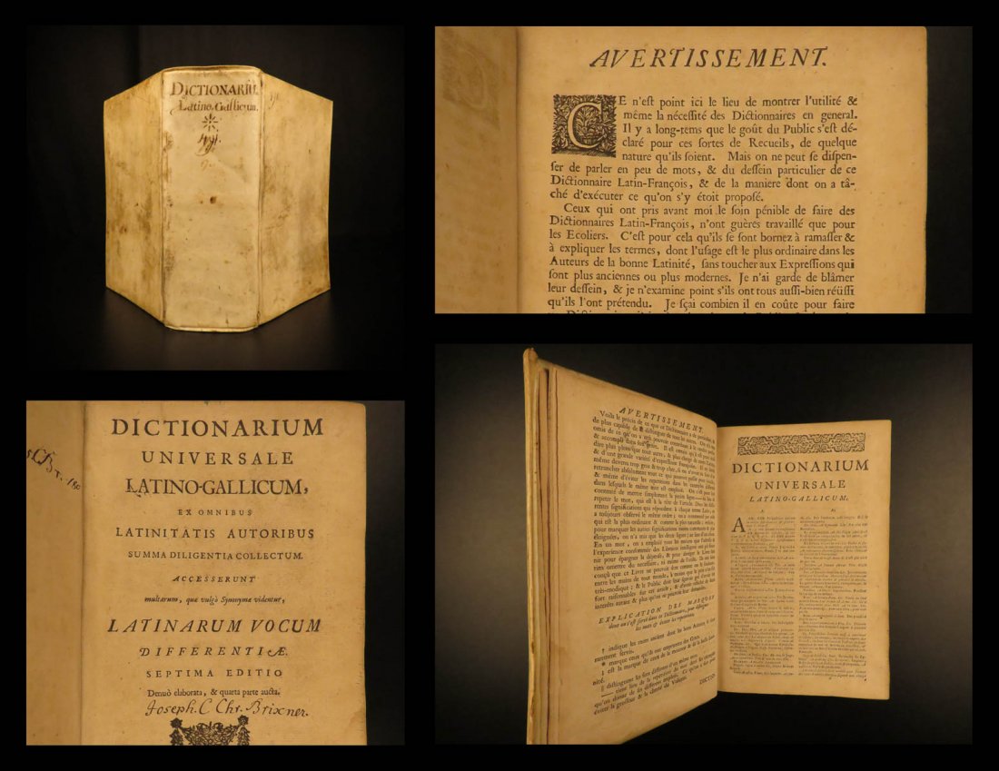 1731 Universal Dictionary Latin Gallicum (1 of 10)