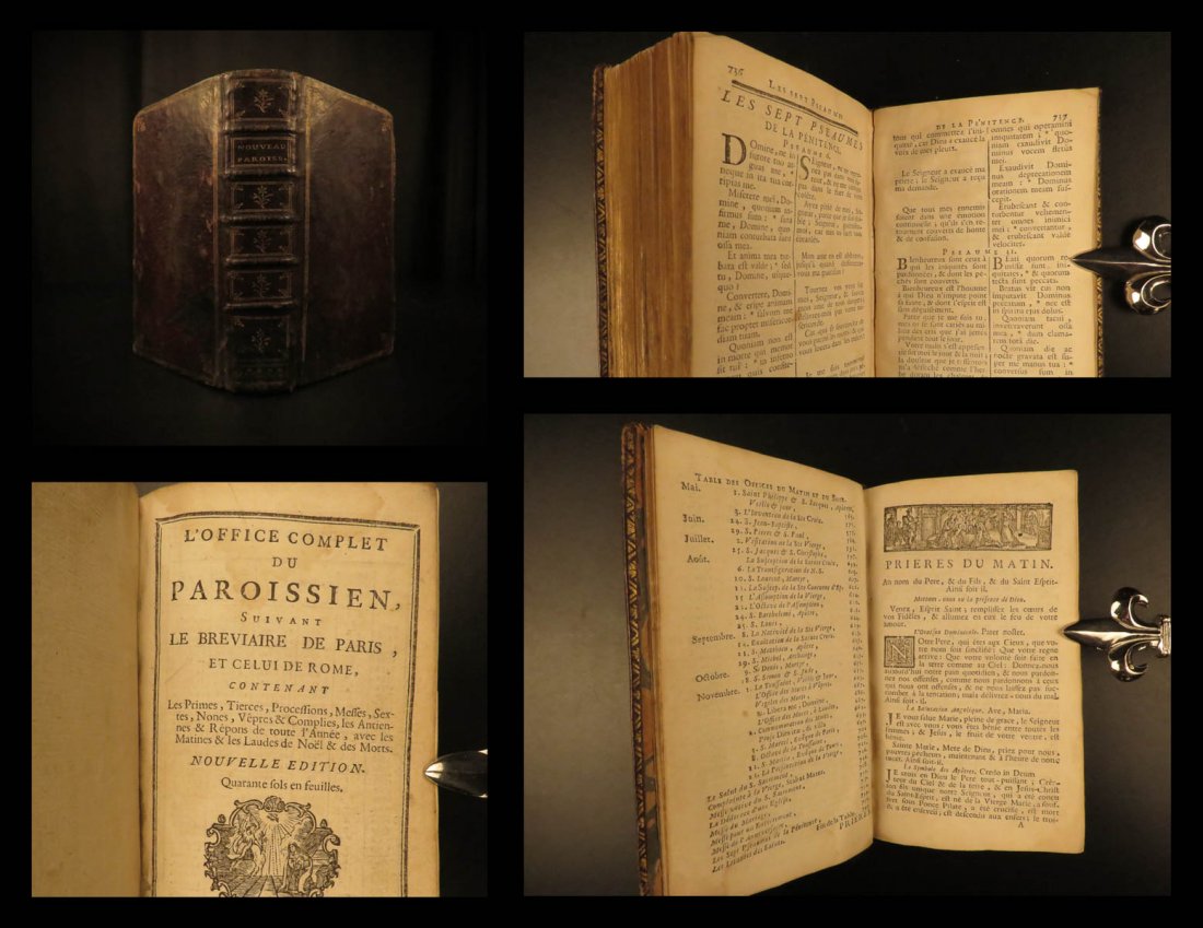 1767 PARIS French Breviary Catholic Church Mass Prayer: 1767 PARIS French Breviary Catholic Church Mass Prayer Liturgy Calendars Office A rare, mid-18th-century Catholic breviary, ‘Complete Parishioner’s Office’. Like many similar texts, this 1767 Fr