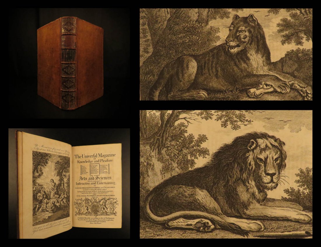 1772 Illustrated CHINA African Lions Bougainville: 1772 Illustrated CHINA African Lions Bougainville Voyage RARE Universal Magazine The ‘Universal Magazine’ is a rare, 18th-century English periodical known for its vast topics and articles. This 17