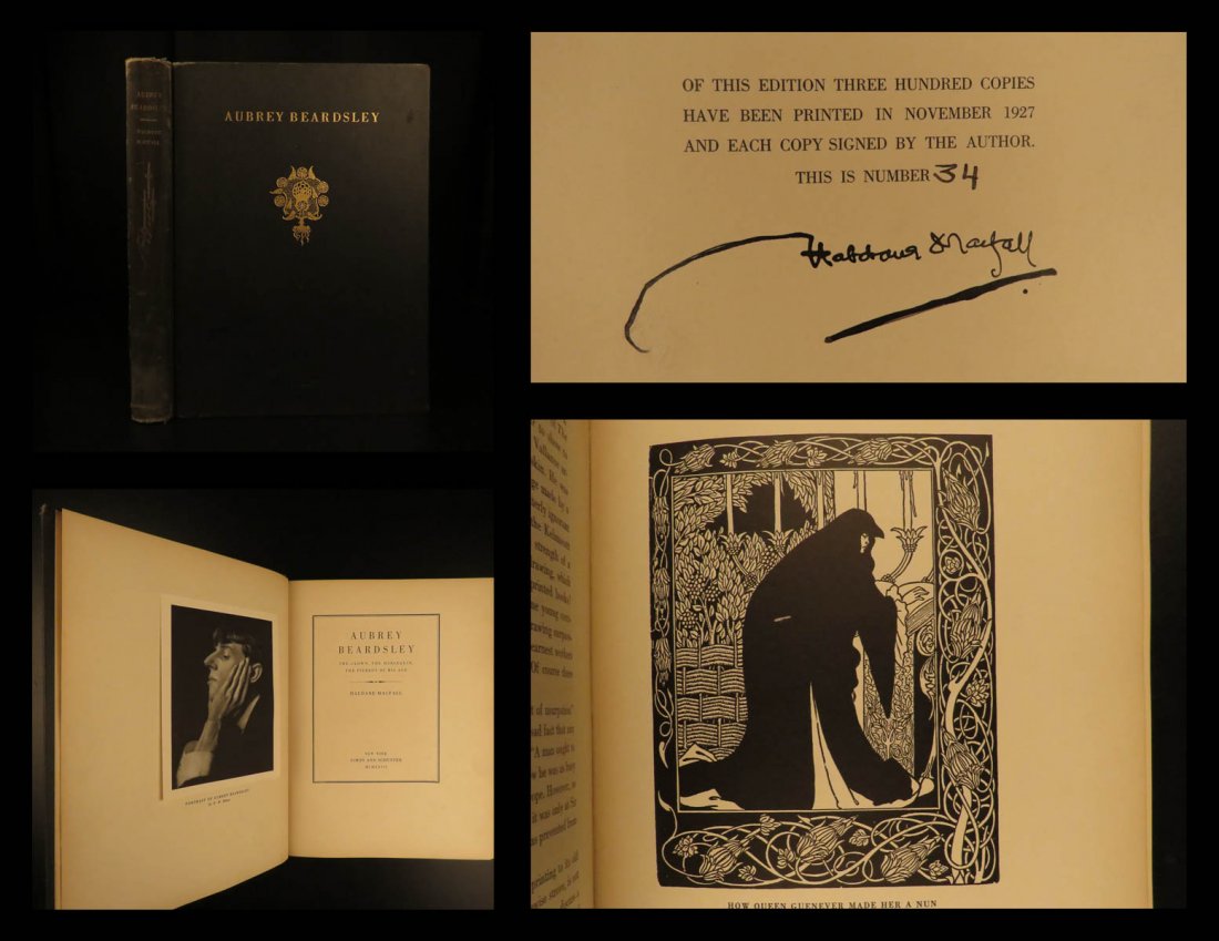 1927 1st Ltd ed Aubrey Beardsley by Haldane Macfall: 1927 1st Ltd ed Aubrey Beardsley by Haldane Macfall Fashion Humor Erotica SIGNED Aubrey Beardsley was a 19th-century English artist whose illustrations were highly influenced by Japanese woodcut art.