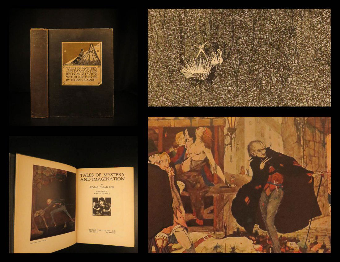 1933 1ed Edgar Allen Poe Tales of Mystery Clarke: 1933 1ed Edgar Allen Poe Tales of Mystery Clarke Illustrated Macabre Occult “But as, in ethics, evil is a consequence of good, so, in fact, out of joy is sorrow born. Either the memory of past bliss