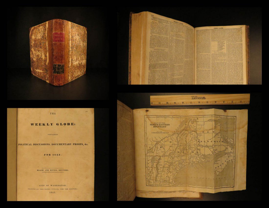 1843 Weekly Globe RARE American Magazine MAP Washington (1 of 10)