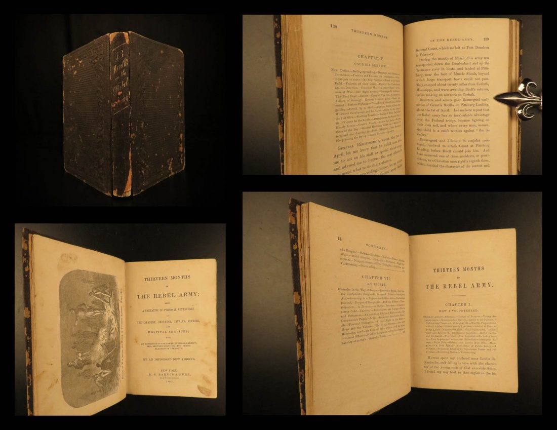 1862 1ed Confederate CSA Thirteen Months in Rebel Army: 1862 1ed Confederate CSA Thirteen Months in Rebel Army Civil War Slavery Battles “Thirteen Months in the Rebel Army” is a Civil War-era book written with incredible detail, retelling of the advent