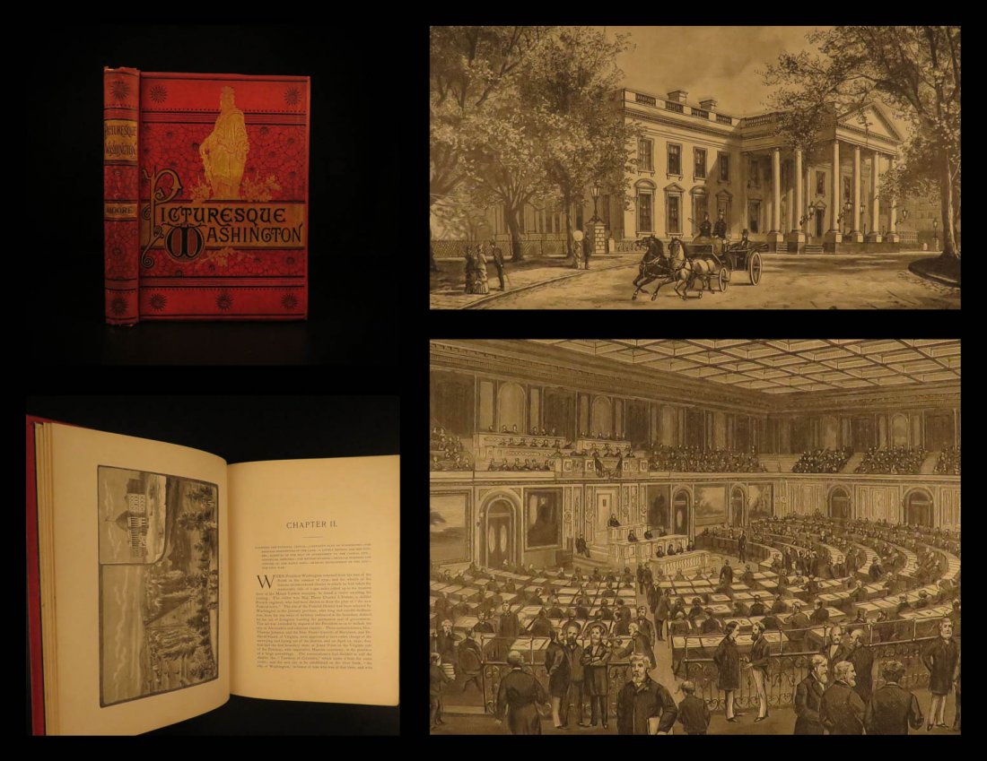 1884 Picturesque Washington DC United States Capital: 1884 Picturesque Washington DC United States Capital White House Illustrated “Picturesque Washington” is a late 19th-century illustrated account of the United States capital. Written by Joseph Moo