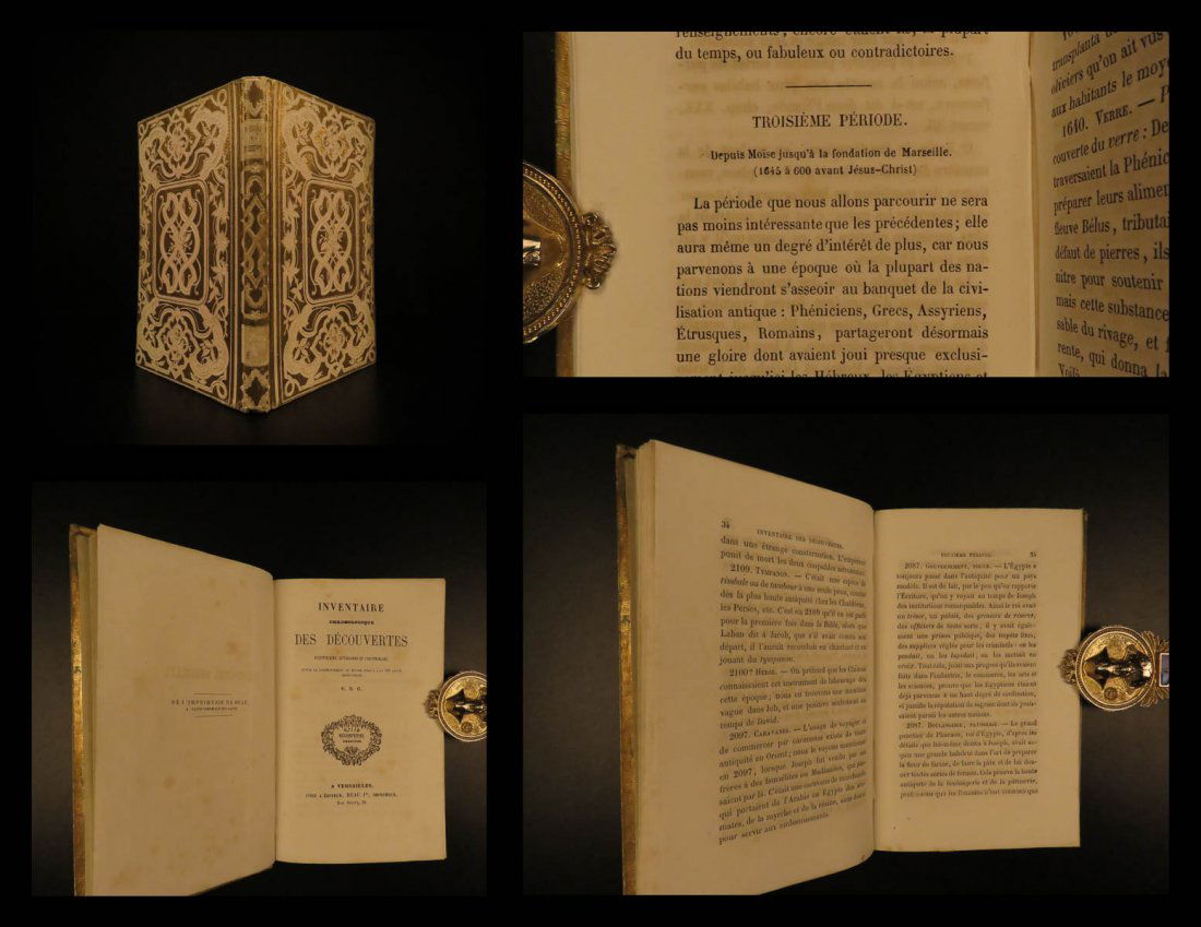 1856 BEAUTIFUL BINDING History of Inventions Creation: 1856 BEAUTIFUL BINDING History of Inventions Creation Hunting Bow/Arrow Wine Art A rare historical book in an exquisite, decorative binding! “Historical and Anecdotal Inventions” is a mid-19th-cen