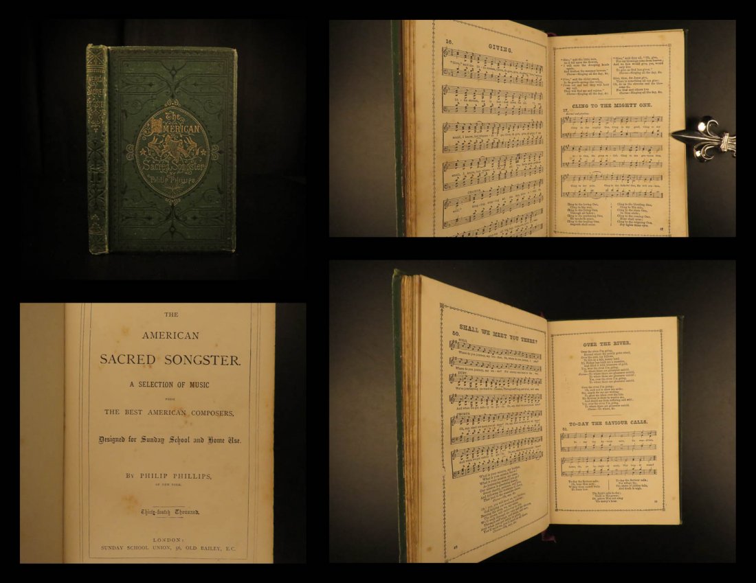 1868 American Sacred Songster Hymns Music Piano Score: 1868 American Sacred Songster Hymns Music Piano Score Hymnal Jesus Loves Me A rare 19th-century hymnal entitled ‘The American Sacred Songster’. This book, collected and edited by Philip Phillips, 