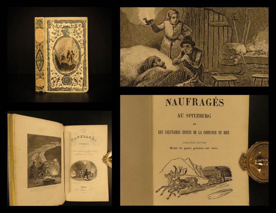 1846 BEAUTIFUL BINDING Castaways of Spitsbergen: 1846 BEAUTIFUL BINDING Castaways of Spitsbergen Shipwrecks NORWAY Adventure Tale A rare historical book in an exquisite, decorative binding! ‘The Castaways of Spitzberg’ is a rare and rather unkno