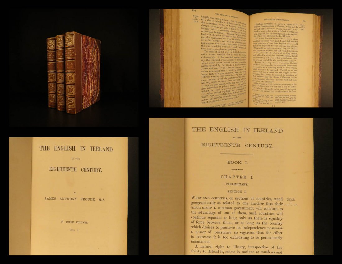 1872 1ed English in IRELAND Protestant vs Catholic: 1872 1ed English in IRELAND Protestant vs Catholic Oliver Cromwell 3v SET Froude James Anthony Froude was a 19th-century English historian who was known for his studies of England and Ireland. One of 