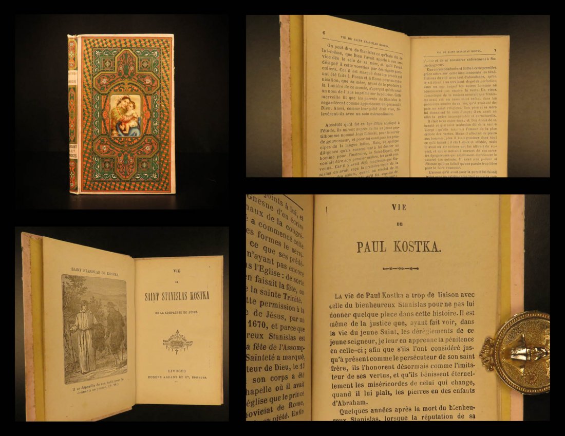 1880 BEAUTIFUL BINDING Life of Saint Stanislas Kostka: 1880 BEAUTIFUL BINDING Life of Saint Stanislas Kostka Jesuit MIRACLES Poland A rare historical book in an exquisite, decorative binding! “Life of Stanislaw Kostka” is a rare, 1880 account of the l