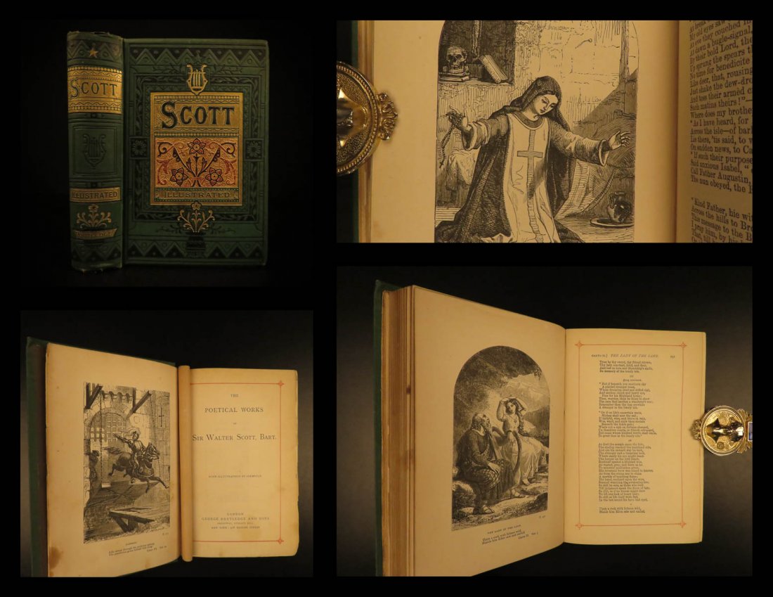 1880 BEAUTIFUL Sir Walter Scott Scottish Poetry Marmion (1 of 10)
