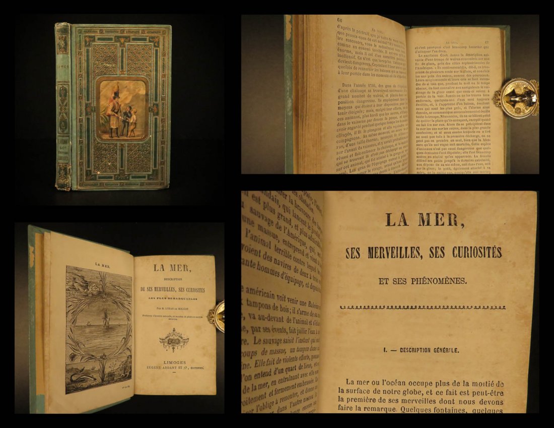 1882 BEAUTIFUL BINDING History of the SEA Sailing: 1882 BEAUTIFUL BINDING History of the SEA Sailing Wonders Ships La Mer Monsters A rare historical book in an exquisite, decorative binding! Lyras de Moleon’s “La Mar” is a fascinating account of