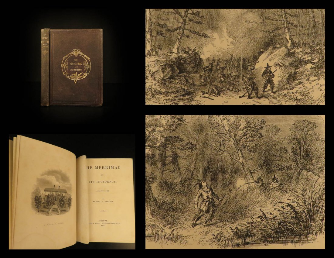 1866 1ed Merrimac and Incidents Poetry American History: 1866 1ed Merrimac and Incidents Poetry American History INDIANS Pilgrims Caverly Robert Caverly was a 19th-century New England attorney known for his poetic account of United States history and the Ci