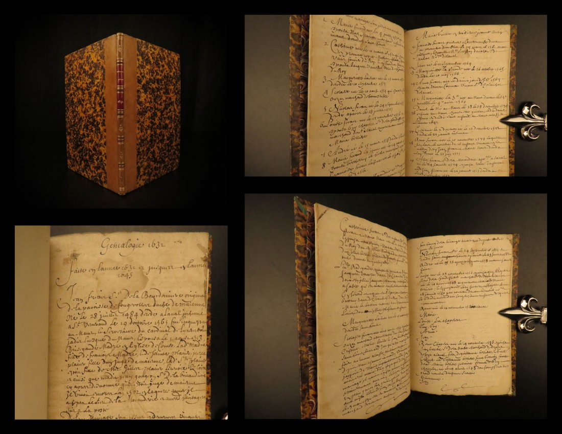 1632 BEAUTIFUL Handwritten Manuscript Genealogy (1 of 10)