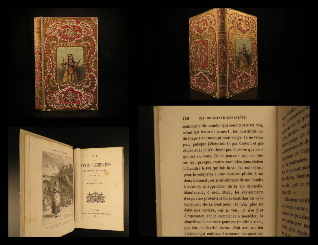 1860 BEAUTIFUL BINDING Life of Saint Genevieve Paris (1 of 10)