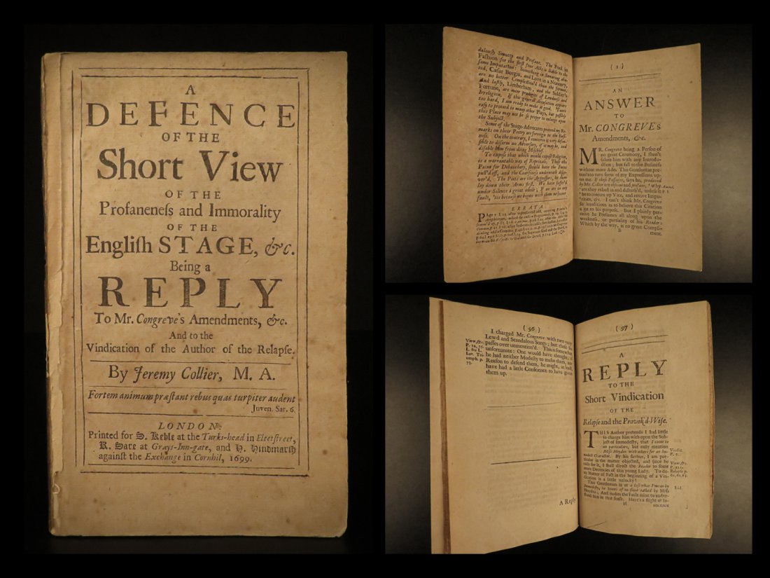 1699 English Theater Jeremey Collier Short View Puritan (1 of 10)