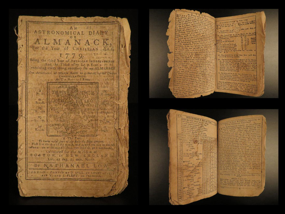 1779 BOSTON Astronomical Diary Colonial America (1 of 10)