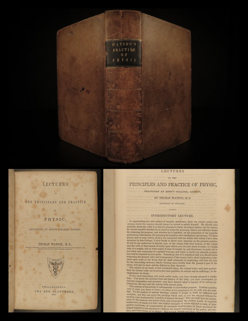 1848 1st ed MEDICINE & Surgery Practice of Physic: 1848 1st ed MEDICINE & Surgery Practice of Physic by Thomas Watson Hygiene Thomas Watson’s “Practice of Physic” was one of the leading treatises in medicine in the first half of the 19th-century