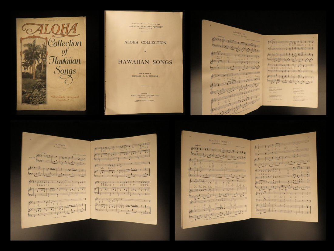 1901 Aloha Hawaiian Songs Piano Music Princess Likelike: 1901 Aloha Hawaiian Songs Piano Music Princess Likelike Hawaii Royal RARE ‘Aloha Collection of Hawaiian Songs’ is an early 20th-century collection of Hawaiian songs edited by Charles Hopkins. Thes