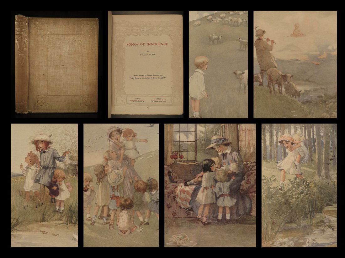 1911 William Blake Songs of Innocence Mythology Poetry: 1911 William Blake Songs of Innocence Mythology Poetry Illustrated Child Labor Originally published in the late 1790s, William Blake’s "Songs of Innocence" is a collection of his best poems. This 19