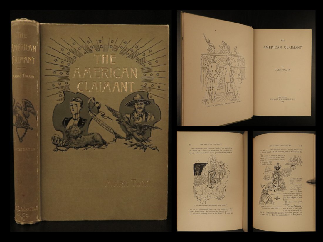 1892 1st ed Mark Twain American Claimant Samuel Clemens: 1892 1st ed Mark Twain American Claimant Samuel Clemens Beard Illustrated FAMOUS “Nothing breaks up an author’s progress like having to stop every few pages to fuss-up the weather. Thus it is plai