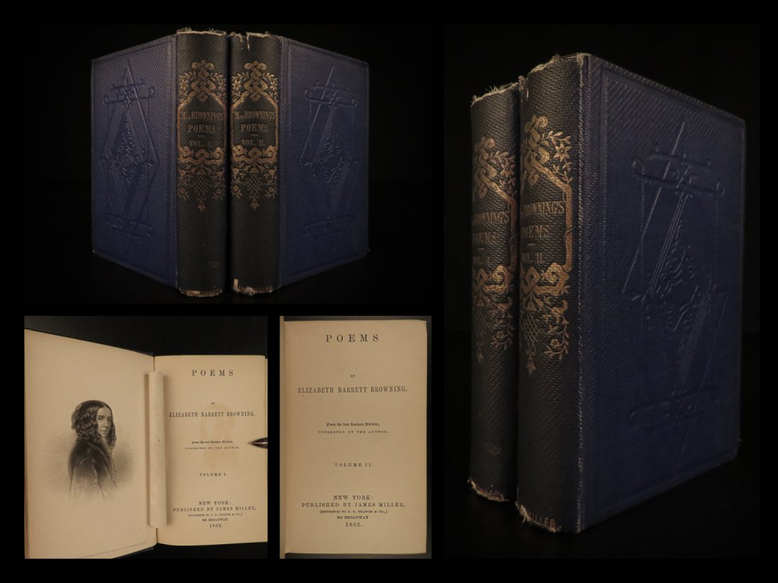 1862 1ed Poems of Elizabeth Barrett Browning English: 1862 1ed Poems of Elizabeth Barrett Browning English Poetry Feminism Seraphim 2v Elizabeth Barrett Browning was a prominent English poet of the Victorian era. She was quite popular in both England and