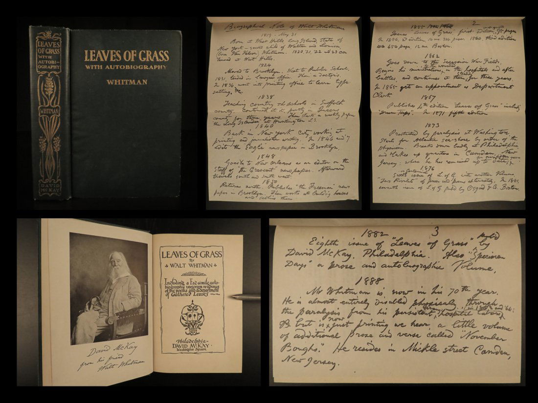 1900 Walt Whitman Leaves of Grass American Poetry (1 of 10)