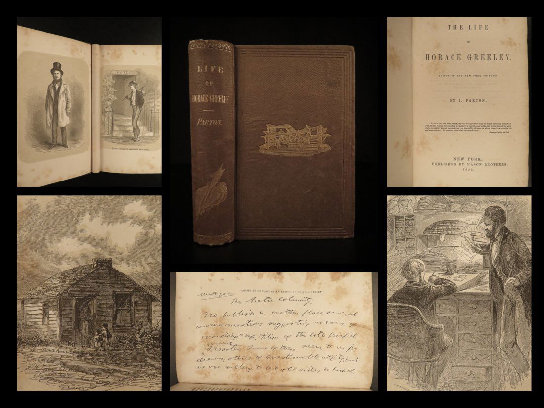 1855 American Newspapers 1ed Life of Horace Greeley (1 of 10)