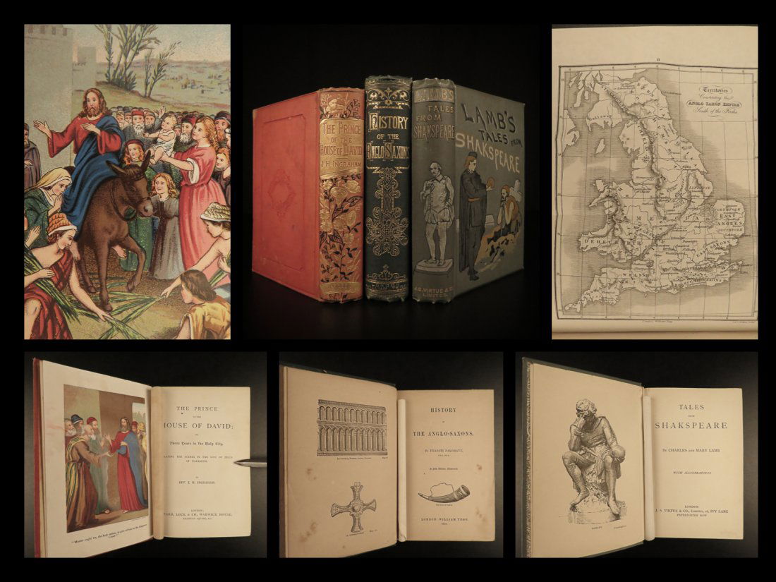 1869 BEAUTIFUL 3 Book Lot Shakespeare Anglo-Saxons (1 of 9)