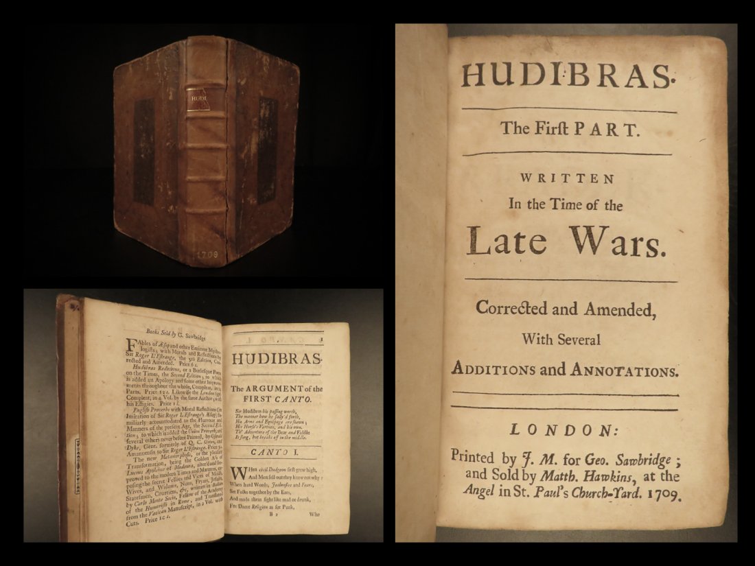 1709 HUDIBRAS English Civil War Samuel Butler Political: 1709 HUDIBRAS English Civil War Samuel Butler Political Satire Poetry â€œLoyalty is still the same, whether it win or lose the game; true as a dial to the sun, although it be not shined upon.&rdqu