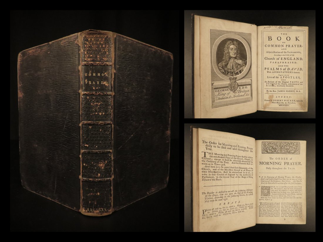 1735 BIBLE Common Prayer Church of England Sternhold: 1735 BIBLE Common Prayer Church of England Sternhold Psalms + Harris Notes An impressive printing of the Church of Englands Book of Common Prayer published in London. This popular devotional and suppl