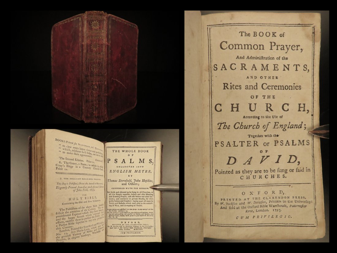 1793 BIBLE Book of Common Prayer Church of England: 1793 BIBLE Book of Common Prayer Church of England Psalms Clarendon Beautiful A beautiful and impressive printing of the Church of Englands Book of Common Prayer published by Oxford. This popular devo