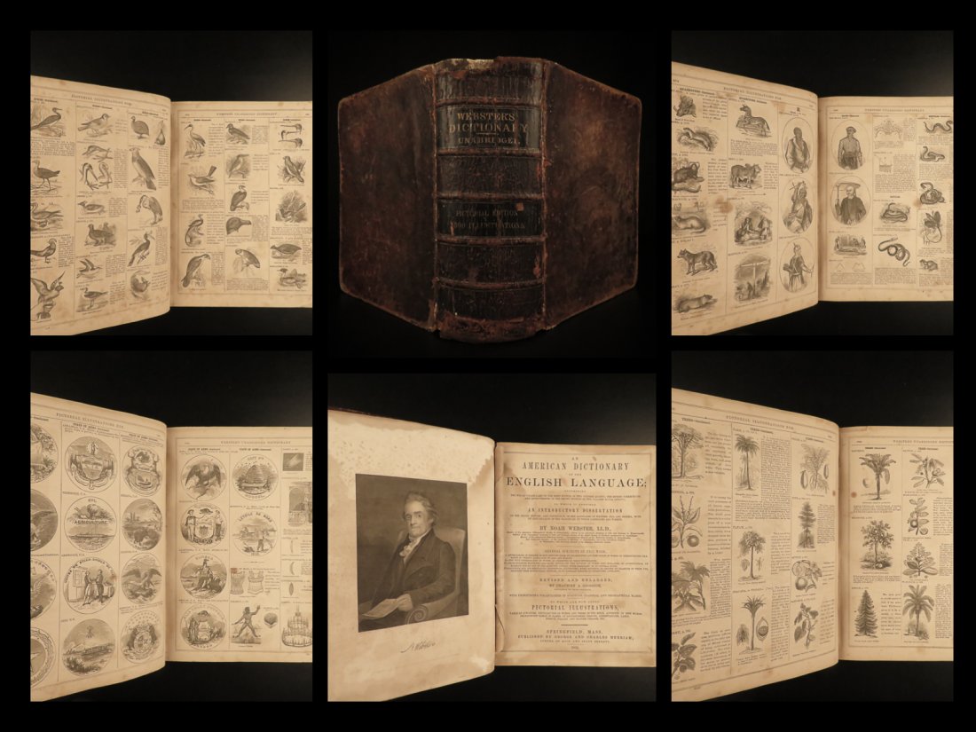 1863 Noah Webster HUGE Civil War Dictionary Illustrated (1 of 10)
