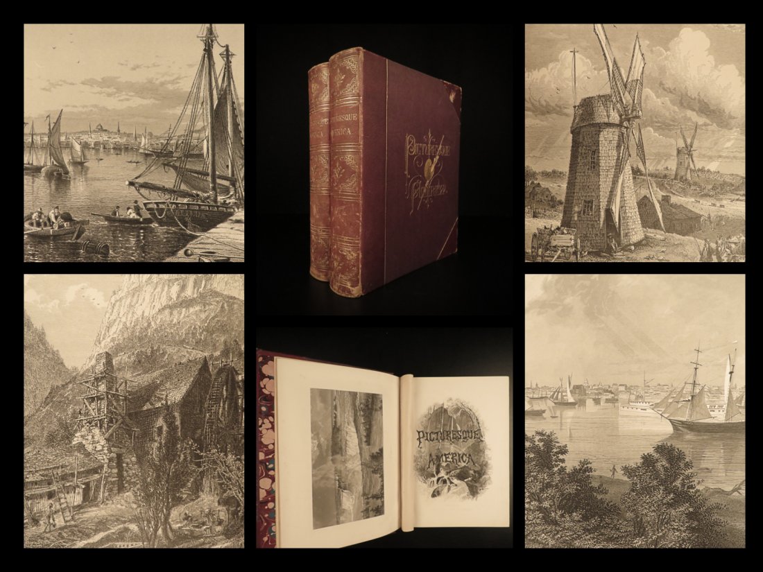 1874 1st ed EXQUISITE Picturesque America Illustrated: 1874 1st ed EXQUISITE Picturesque America Illustrated Scenery Landscapes 2v SET Picturesque America is one of the best and most thorough works on the history of America. According to Rainey, â€œPi