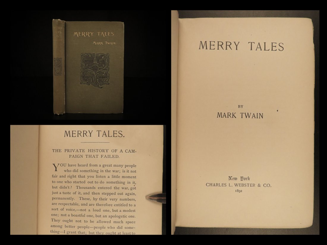 1892 1st/1st Mark TWAIN Merry Tales Fiction Fact Fancy (1 of 10)