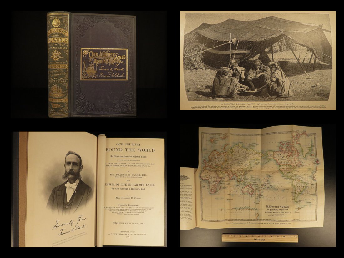 1895 BEAUTIFUL Journey Around the World CHINA Japan: 1895 BEAUTIFUL Journey Around the World CHINA Japan Australia Egypt Greece Opium Francis and Harriet Clarks â€œJourney Around the World” is a late 19th-century travelogue of their voyages to