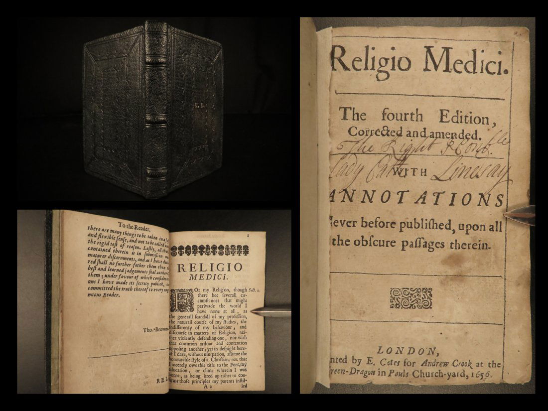 1656 Sir Thomas Browne Religio Medici Philosophy (1 of 10)
