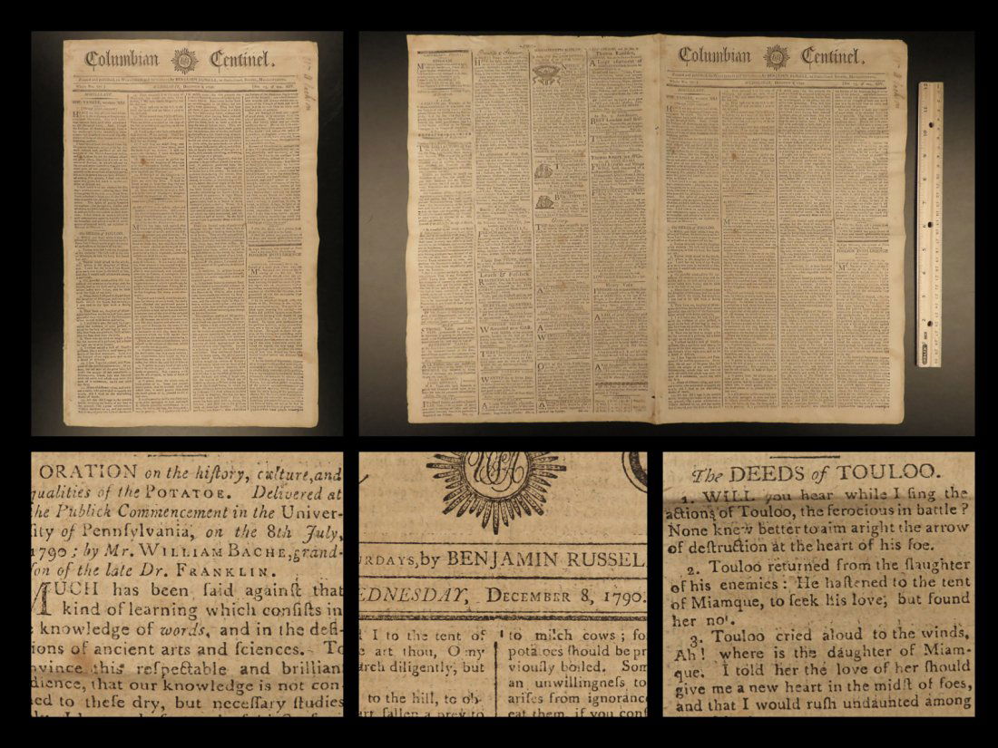 1790 EARLY American Newspaper Columbian Centinel (1 of 10)