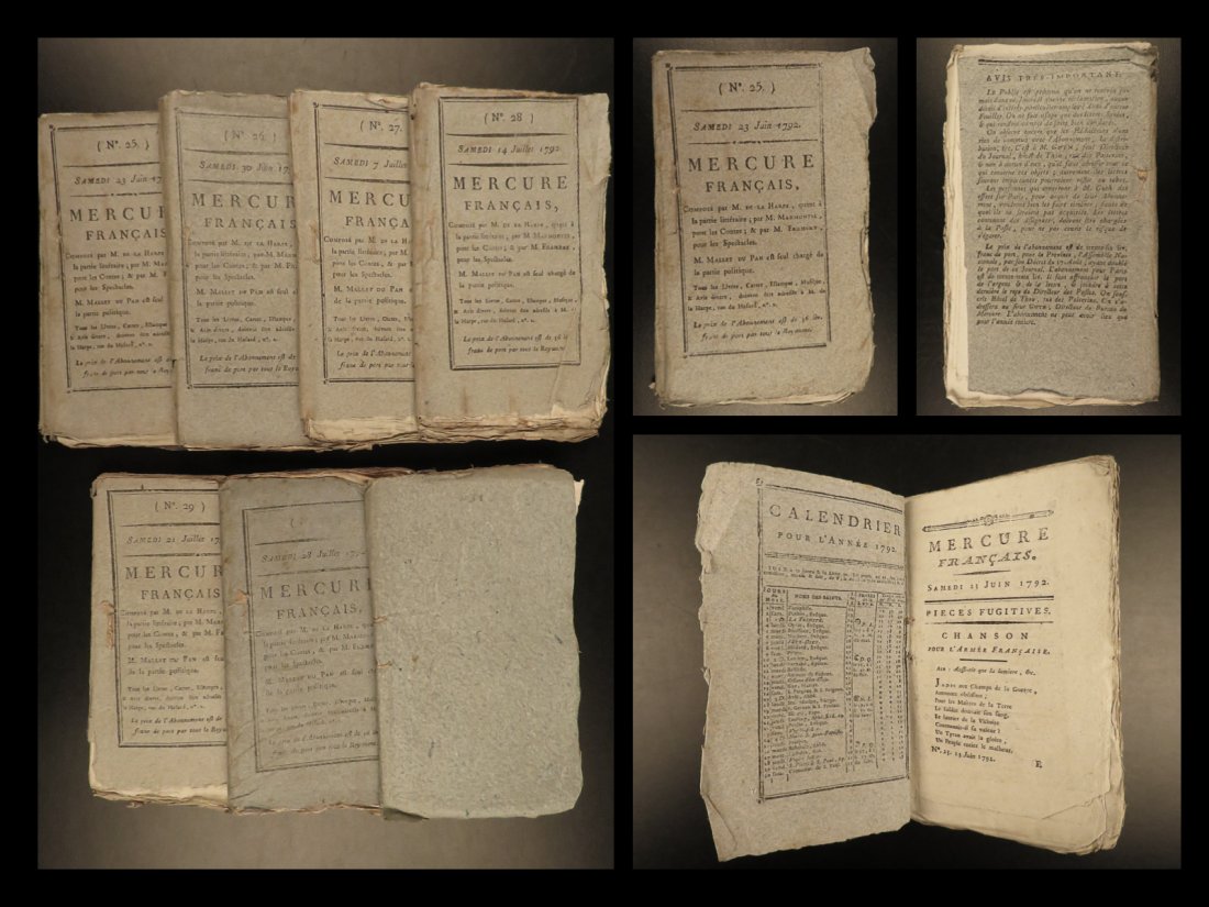 1792 French Revolution Magazine Mercure de France: 1792 French Revolution Magazine Mercure de France Fashion Paris 7 Issues The Mercure de France was a 17th-century French magazine known for its articles and essays on fashion, etiquette, and life in F