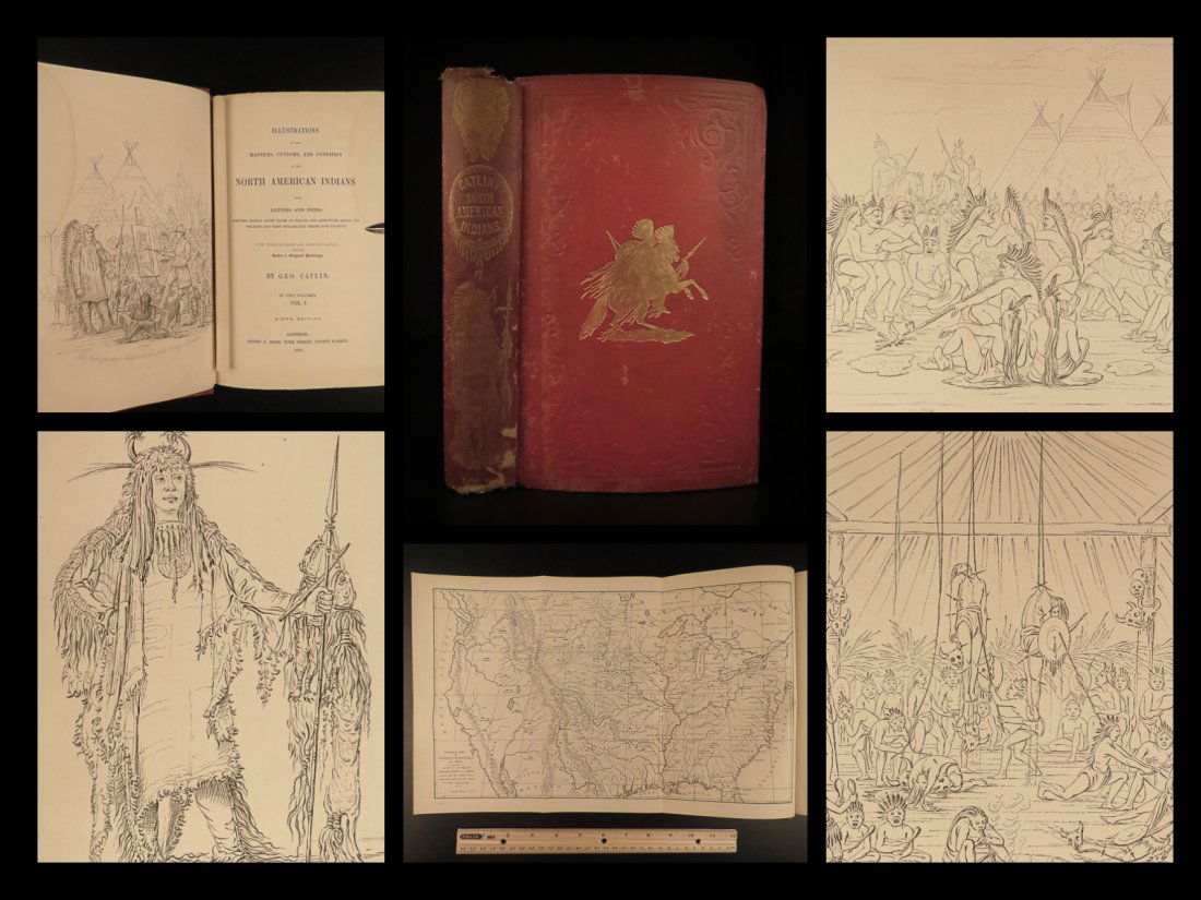 1850 Catlin INDIANS Native American Wild West Buffalo (1 of 10)