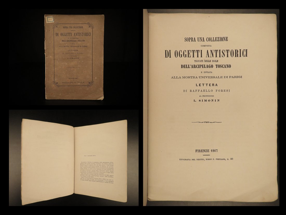 1867 1ed Foresi Archaeology Paleontology Italian: 1867 1ed Foresi Archaeology Paleontology Italian Stone Age ELBA Tuscany Islands Raffello Foresi was a 19th-century Italian paleontologist best-known for helping the Stone Age in the Tuscan Archipelago