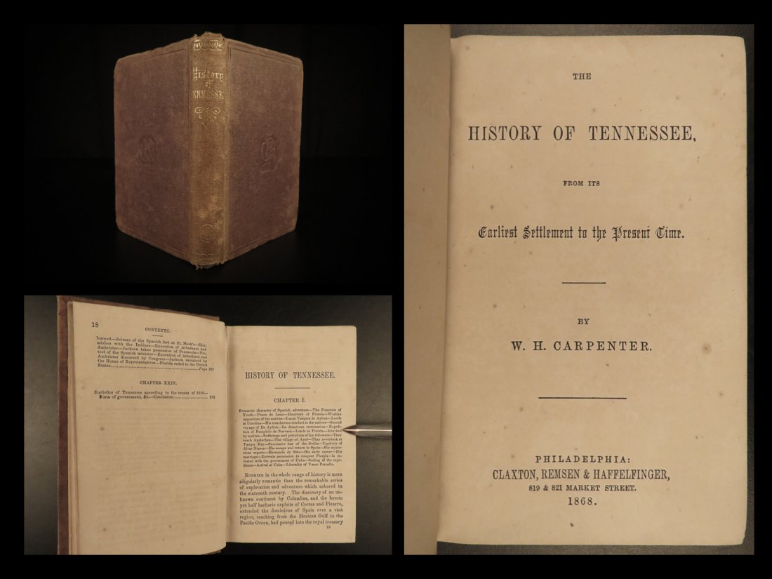 1868 History of Tennessee Creek INDIANS Revolutionary: 1868 History of Tennessee Creek INDIANS Revolutionary War Aaron Burr Nashville W.H. Carpenters â€œHistory of Tennessee” is a post-Civil War history of Tennessee, its earliest settlements, lo